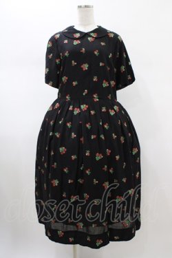 画像1: Jane Marple / Strawberry jacquard colette dress  ブラック H-26-01-25-1033-JM-OP-KB-ZH