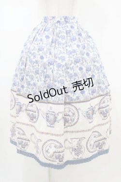 画像1: Jane Marple Dans Le Salon / マイセンコレクションロングスカート M ブルー H-26-01-25-1038-JM-SK-KB-ZH