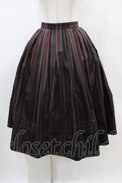 画像1: Jane Marple Dans Le Salon / Old England stripe quatre tuck skirt M ワイン H-26-01-25-1043-JM-SK-KB-ZH