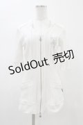 Ozz oneste / 半袖ZIPパーカー  白 H-26-01-25-1051-OO-TO-KB-ZH