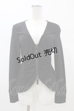 画像1: Rozen Kavalier / レース切替ZIPカーディガン  ブラック H-26-01-25-1053-OO-TO-KB-ZH