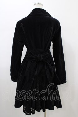 画像2: FRILL / レース切替プリント別珍コート  ブラック H-26-01-25-1009-HN-CO-KB-ZH