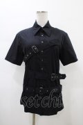 BPN FOR MEN / ベルテッドブラウス  ブラック H-26-01-25-1011-GO-BL-KB-ZH