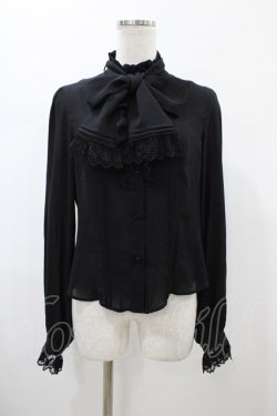 画像1: Moi-meme-Moitie / ローズリボンブラウス  ブラック H-26-01-25-1012-MO-BL-KB-ZH