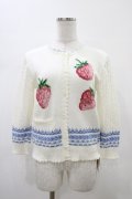 Jane Marple / Strawberryとクロッシュレースのカーディガン  オフホワイト×ブルー H-26-01-25-1013-JM-TO-KB-ZH