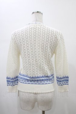 画像2: Jane Marple / Strawberryとクロッシュレースのカーディガン  オフホワイト×ブルー H-26-01-25-1013-JM-TO-KB-ZH