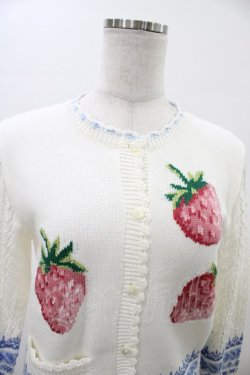 画像4: Jane Marple / Strawberryとクロッシュレースのカーディガン  オフホワイト×ブルー H-26-01-25-1013-JM-TO-KB-ZH