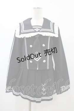 画像1: DimMoire / REFLEM×DimMoire/ロゴ刺繍セーラーSET UP  黒×白 H-26-01-25-1014-0-OP-KB-ZH