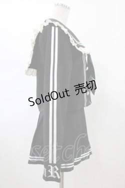 画像3: DimMoire / REFLEM×DimMoire/ロゴ刺繍セーラーSET UP  黒×白 H-26-01-25-1014-0-OP-KB-ZH