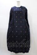 Jane Marple / British jacquard tablier dress  ネイビー H-26-01-25-1016-JM-OP-KB-ZH