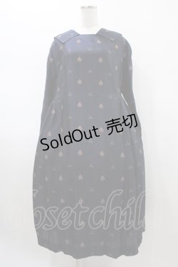 画像1: Jane Marple / British jacquard tablier dress  ネイビー H-26-01-25-1016-JM-OP-KB-ZH