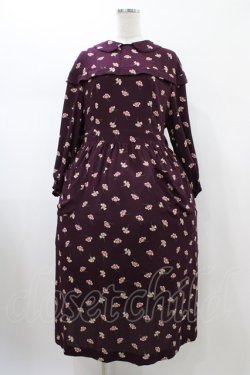 画像1: Jane Marple Dans Le Salon / Floating flowers afternoon dress  ワイン H-26-01-25-1017-JM-OP-KB-ZH