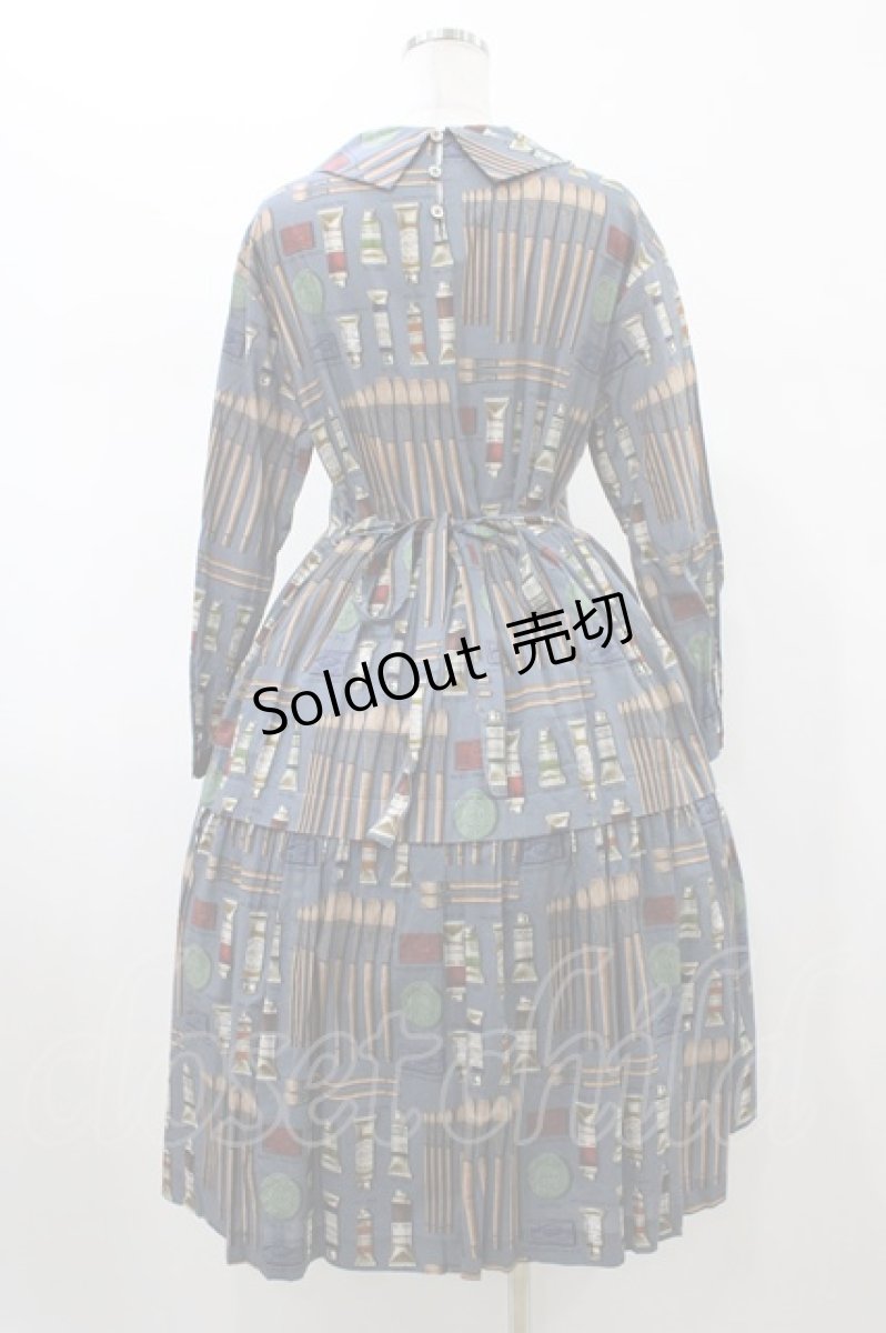画像2: Jane Marple / Painting Kitティアードドレス  スティールブルー H-26-01-25-1018-JM-OP-KB-ZH (2)