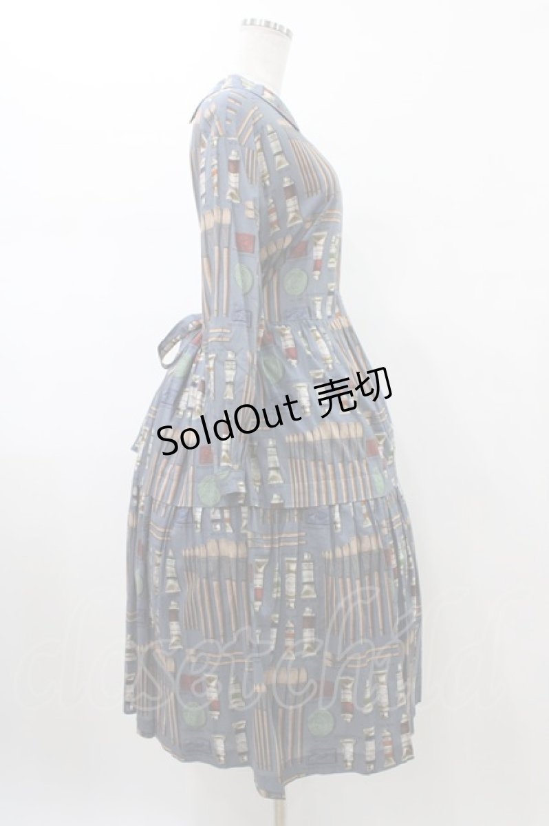 画像3: Jane Marple / Painting Kitティアードドレス  スティールブルー H-26-01-25-1018-JM-OP-KB-ZH (3)