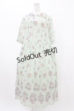 画像1: Jane Marple Dans Le Salon / Viola gardenラウンドカラードレス  シトロングリーン H-26-01-25-1019-JM-OP-KB-ZH