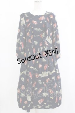 画像1: Jane Marple Dans Le Salon / The good oldフリルヨークドレス  ネイビー H-26-01-25-006-JM-OP-KB-ZH