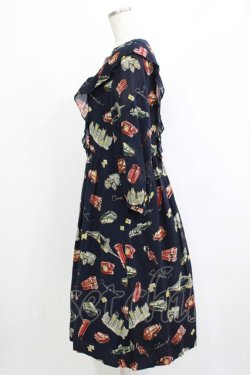 画像2: Jane Marple Dans Le Salon / The good oldフリルヨークドレス  ネイビー H-26-01-25-006-JM-OP-KB-ZH