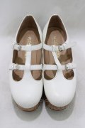 Jane Marple / ウッドソール2ストラップシューズ S ホワイト H-26-01-25-062-JM-SH-KB-ZH