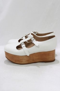 画像2: Jane Marple / ウッドソール2ストラップシューズ S ホワイト H-26-01-25-062-JM-SH-KB-ZH
