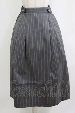 画像1: Jane Marple / British stripe tea house skirt  gray-stripe H-26-01-25-016-JM-SK-KB-ZH