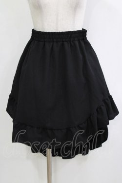 画像1: MARBLE / 前ミニ後ひざ下スカート M-L 黒 H-26-01-25-017-GO-SK-KB-ZH