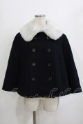 Jane Marple / Lamb melton fur collar cape jacket  ネイビー×シルバーグレー H-26-01-25-020-JM-JA-KB-ZH