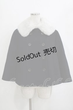 画像1: Jane Marple / Lamb melton fur collar cape jacket  ネイビー×シルバーグレー H-26-01-25-020-JM-JA-KB-ZH