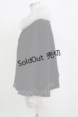 画像2: Jane Marple / Lamb melton fur collar cape jacket  ネイビー×シルバーグレー H-26-01-25-020-JM-JA-KB-ZH