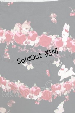画像4: BABY,THE STARS SHINE BRIGHT / Pomme rouge〜うさぎとりすのりんごの森〜柄プリーツスカート Free ブラック H-26-01-26-1003-BA-SK-NS-ZH