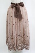 axes femme / チュールカラー刺繍スカート M ブラウン H-26-01-26-1004-AX-SK-YZ-ZH