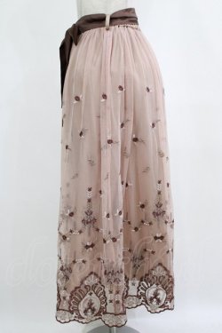 画像2: axes femme / チュールカラー刺繍スカート M ブラウン H-26-01-26-1004-AX-SK-YZ-ZH