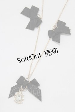 画像1: m petit by misako / リボンビジューネックレス  ブラック H-26-01-26-1063-LO-AC-NS-ZH