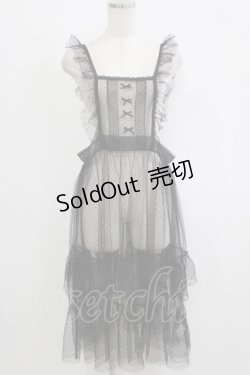 画像1: m petit by misako / TT*AOKドットリボンエプロン M ブラック H-26-01-26-1006-LO-OP-NS-ZH