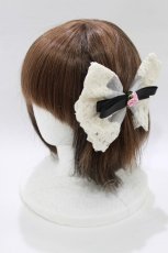 画像1: m petit by misako / リボンバレッタ  生成り H-26-01-26-1074-LO-AC-NS-ZH (1)