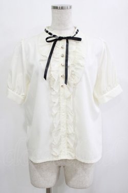 画像1: axes femme POETIQUE / フリルデザインスタンドブラウス M 生成り H-26-01-26-1015-AX-BL-NS-ZH