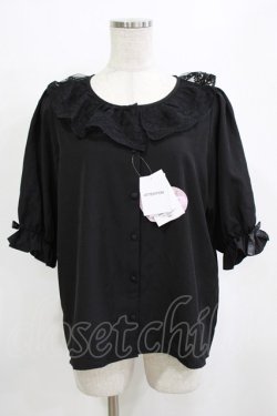 画像1: m petit by misako / MSKデシンレースエリブラウス L ブラック H-26-01-26-1026-LO-BL-NS-ZH