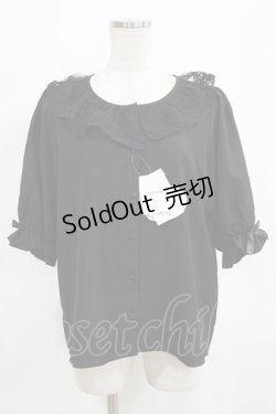 画像1: m petit by misako / MSKデシンレースエリブラウス L ブラック H-26-01-26-1026-LO-BL-NS-ZH