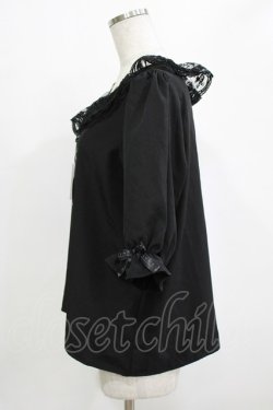 画像2: m petit by misako / MSKデシンレースエリブラウス L ブラック H-26-01-26-1026-LO-BL-NS-ZH