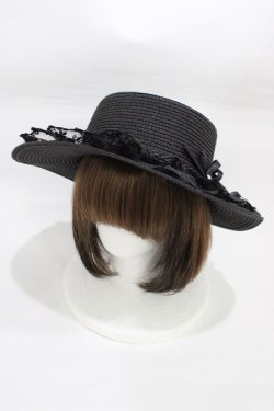 画像1: axes femme / 巻き薔薇レース雑材カンカン帽  ブラック H-26-01-26-020-AX-AC-NS-ZH