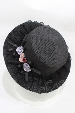 画像2: axes femme / 巻き薔薇レース雑材カンカン帽  ブラック H-26-01-26-020-AX-AC-NS-ZH
