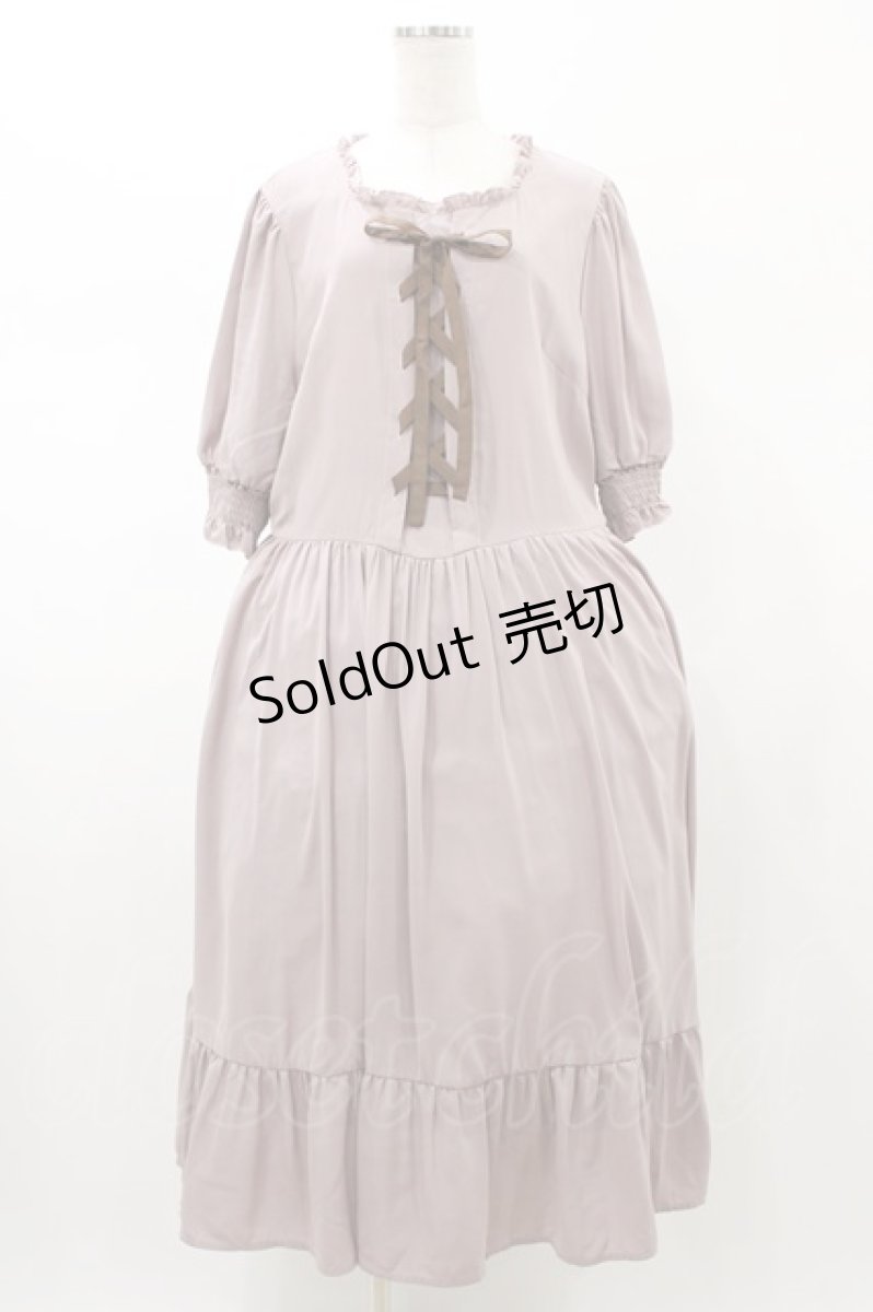 画像1: m petit by misako / AMレースアップワンピース 4L ピンク H-26-01-27-053-LO-OP-NS-ZH (1)