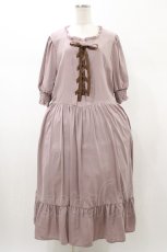 画像1: m petit by misako / AMレースアップワンピース 4L ピンク H-26-01-27-053-LO-OP-NS-ZH (1)