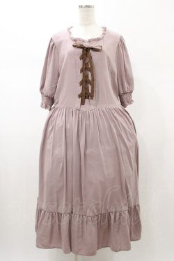 画像1: m petit by misako / AMレースアップワンピース 4L ピンク H-26-01-27-053-LO-OP-NS-ZH