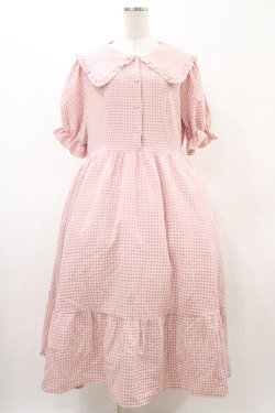 画像1: m petit by misako / AM*ギンガムCHKワンピース 4L ピンク H-26-01-27-054-LO-OP-NS-ZH