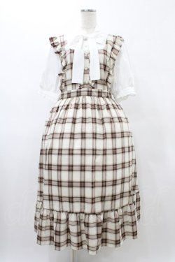 画像1: majoretty / ドッキングチェックワンピース 4L オフ/ブラウン H-26-01-27-056-0-OP-NS-ZH