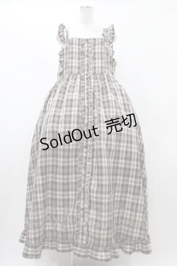 画像1: FLC / 皆方由衣コラボ/チェックフリルジャンパースカート 4L ブラウン H-26-01-27-057-0-OP-NS-ZH