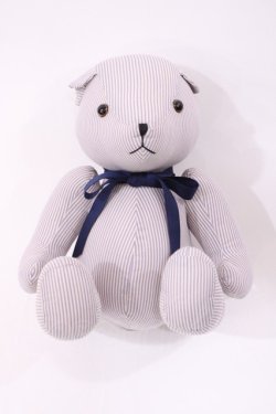 画像1: F i.n.t / オリジナルテディベア  オフ/ブルーストライプ H-26-01-27-1002-CA-ZA-NS-ZH