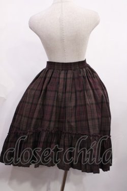 画像2: axes femme / チェック柄ミディスカート M ワイン H-26-01-27-1020-AX-SK-NS-ZH