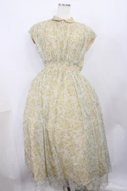 画像1: an another angelus / 50sローズプリントチュールギャザーワンピース Free L/YELLOW H-26-01-27-1021-CA-OP-NS-ZH