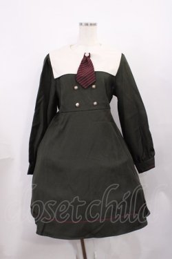 画像1: Amavel / タイ付きセーラーワンピース Free カーキ H-26-01-27-1025-CA-OP-NS-ZH